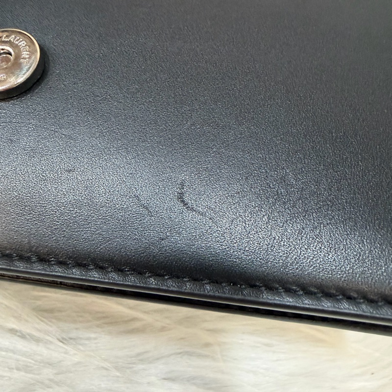 YSL 452159 KATE WOC 黑色 牛皮 銀鍊 肩背包 斜背包 鍊子 長夾 發財包 錢包-36