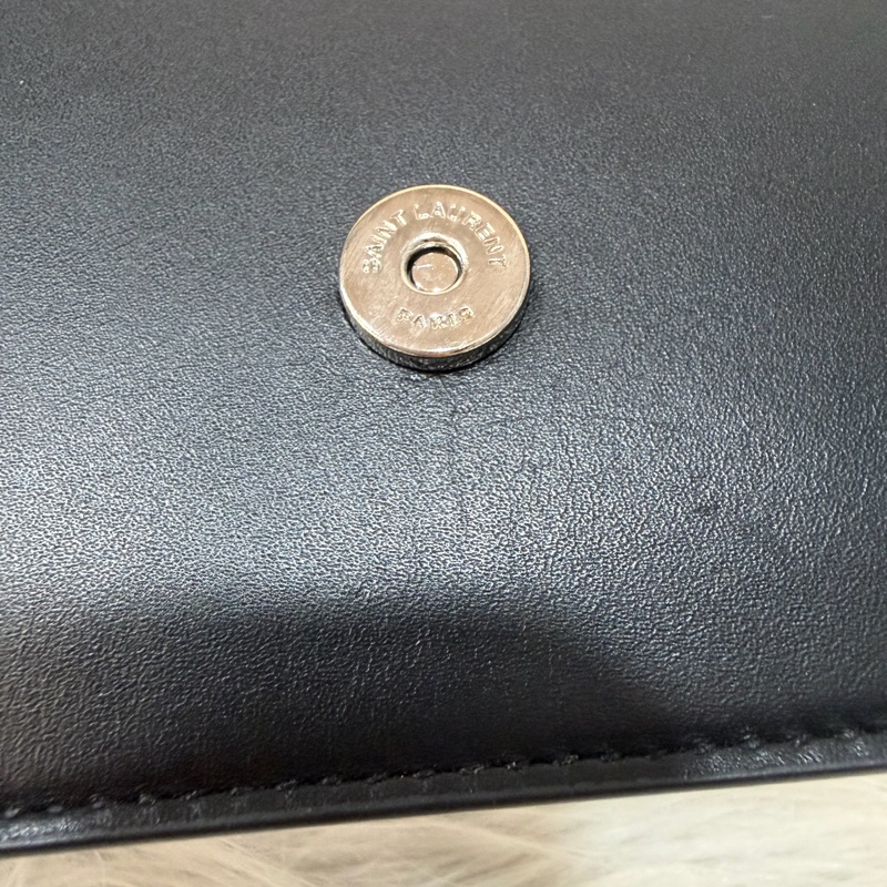 YSL 452159 KATE WOC 黑色 牛皮 銀鍊 肩背包 斜背包 鍊子 長夾 發財包 錢包-37