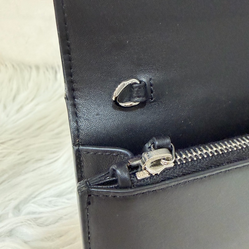 YSL 452159 KATE WOC 黑色 牛皮 銀鍊 肩背包 斜背包 鍊子 長夾 發財包 錢包-42