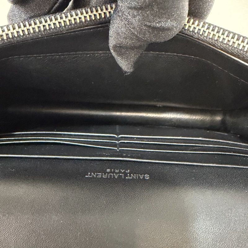YSL 452159 KATE WOC 黑色 牛皮 銀鍊 肩背包 斜背包 鍊子 長夾 發財包 錢包-50