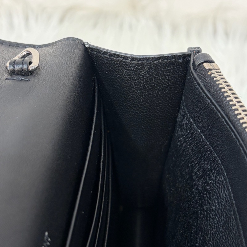 YSL 452159 KATE WOC 黑色 牛皮 銀鍊 肩背包 斜背包 鍊子 長夾 發財包 錢包-54
