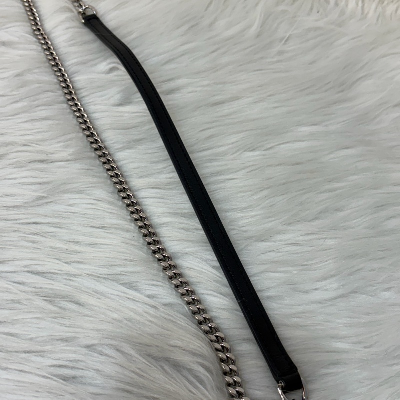 YSL 452159 KATE WOC 黑色 牛皮 銀鍊 肩背包 斜背包 鍊子 長夾 發財包 錢包-63
