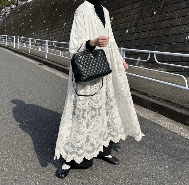 Chanel 香奈兒 黑金荔枝牛皮手提大盒子-5