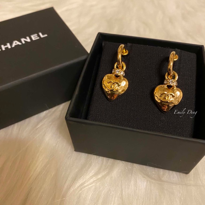 Chanel 愛心垂墜耳環-9