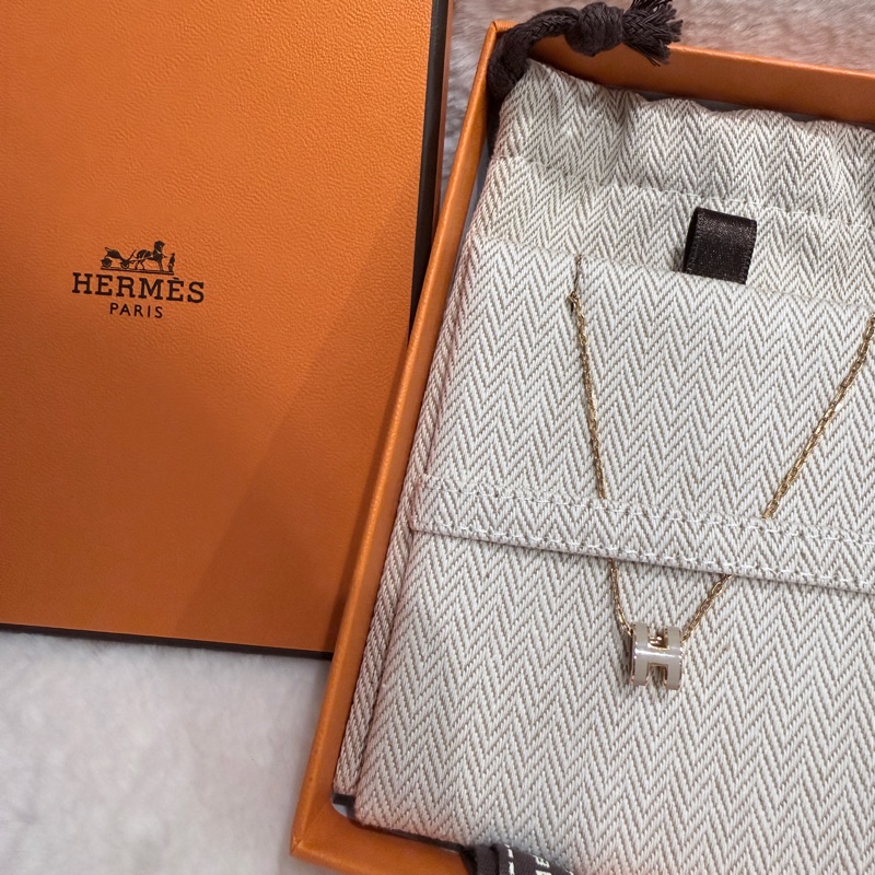 HERMES✨mini pop 奶茶色項鍊-10
