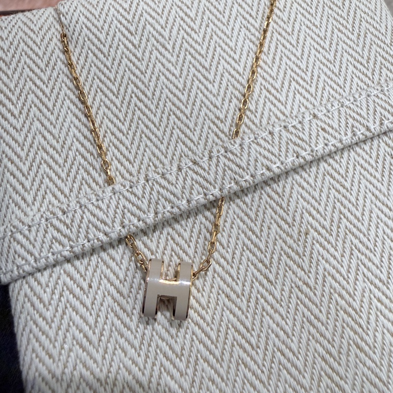 HERMES✨mini pop 奶茶色項鍊-12
