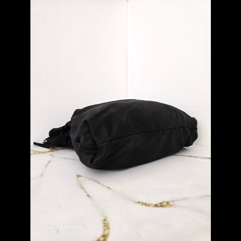 【LA LUNE】中古包 Chanel黑色銀扣拼皮流浪包 單肩包 側背包 二手包 古董包 水桶包 抽繩包-1