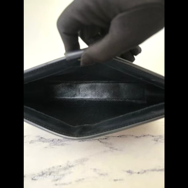 【LA LUNE】絕版古董包 Dior藍黑色老花金鎖包 中古包 單肩包 側背包 斜背包-4