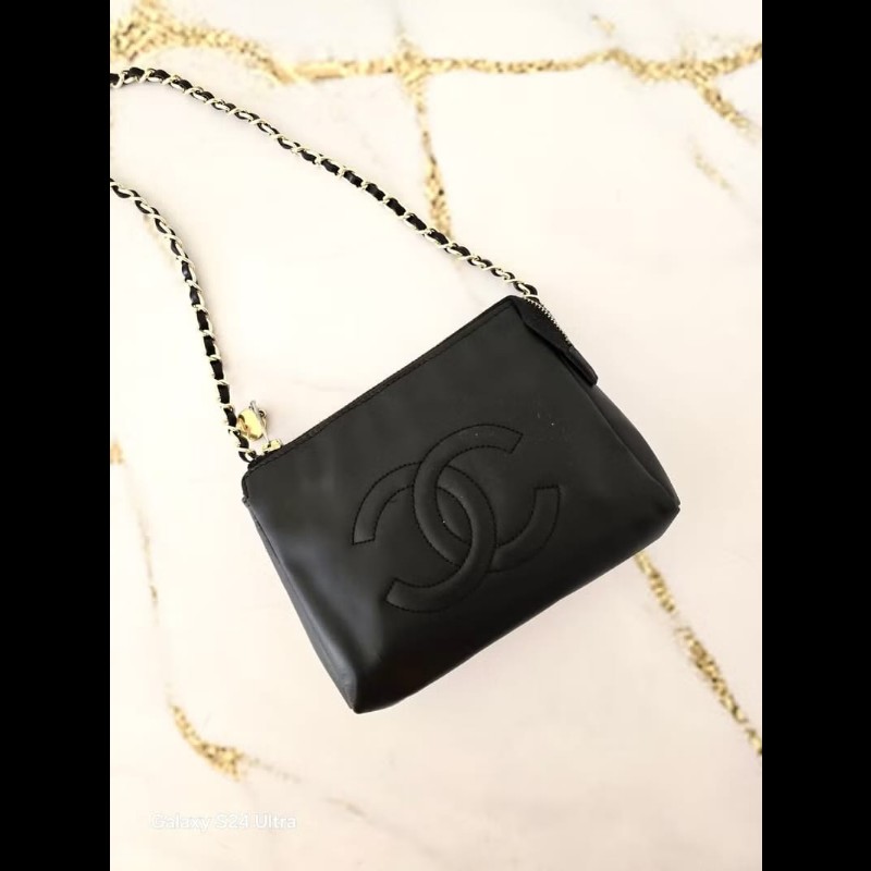 【LA LUNE】中古包 Chanel黑色金扣牛皮斜背包 單肩包 側背包 二手包 古董包-3