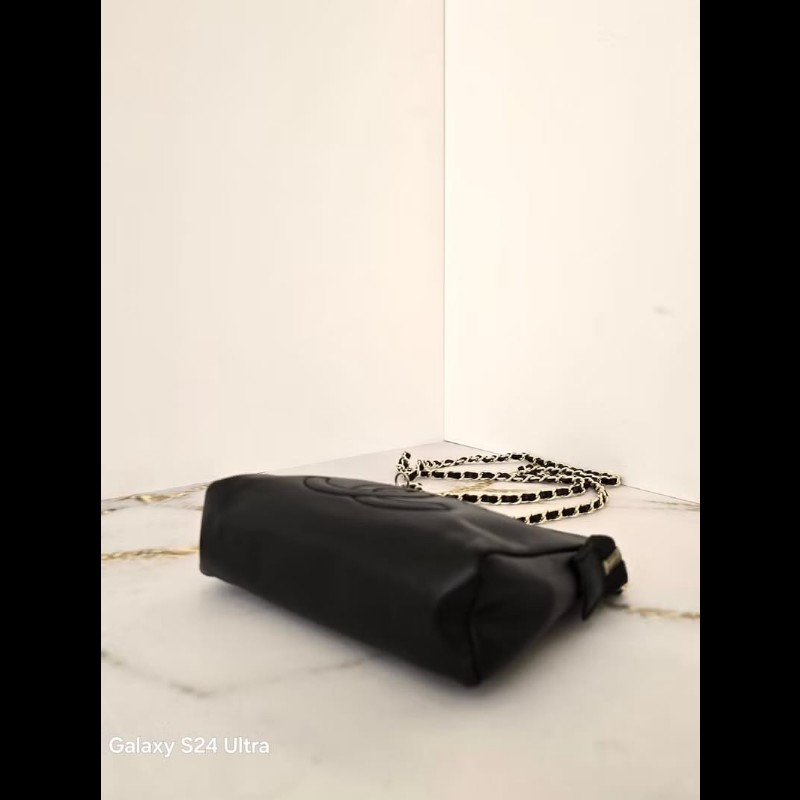【LA LUNE】中古包 Chanel黑色金扣牛皮斜背包 單肩包 側背包 二手包 古董包-4