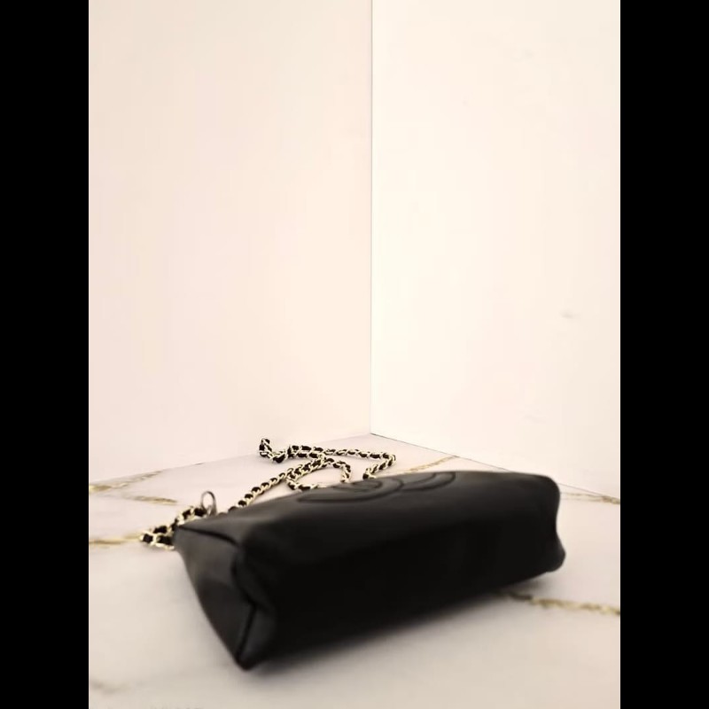 【LA LUNE】中古包 Chanel黑色金扣牛皮斜背包 單肩包 側背包 二手包 古董包-7