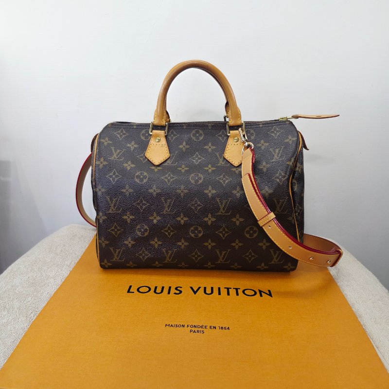 特惠一顆 我最美 Louis Vuitton LV 原花 Speedy30 明星人手一顆 /母親節感恩月活動 贈精美可調式斜背帶 /Monogram皮革手提包 /波士頓包-6