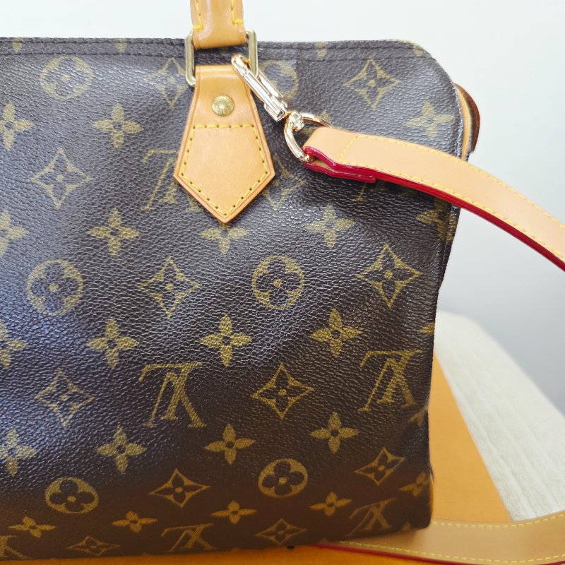 特惠一顆 我最美 Louis Vuitton LV 原花 Speedy30 明星人手一顆 /母親節感恩月活動 贈精美可調式斜背帶 /Monogram皮革手提包 /波士頓包-8