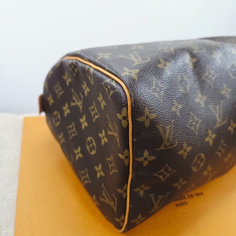 特惠一顆 我最美 Louis Vuitton LV 原花 Speedy30 明星人手一顆 /母親節感恩月活動 贈精美可調式斜背帶 /Monogram皮革手提包 /波士頓包-24
