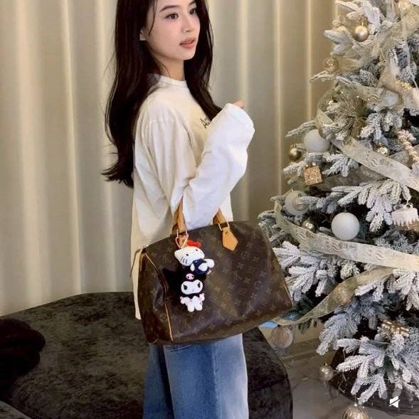 特惠一顆 我最美 Louis Vuitton LV 原花 Speedy30 明星人手一顆 /母親節感恩月活動 贈精美可調式斜背帶 /Monogram皮革手提包 /波士頓包-52