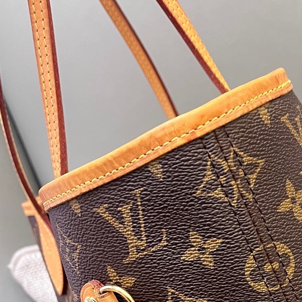 Louis Vuitton路易威登 芯片款老花neverfull nf中號子母購物袋 底長31 米色內里-2
