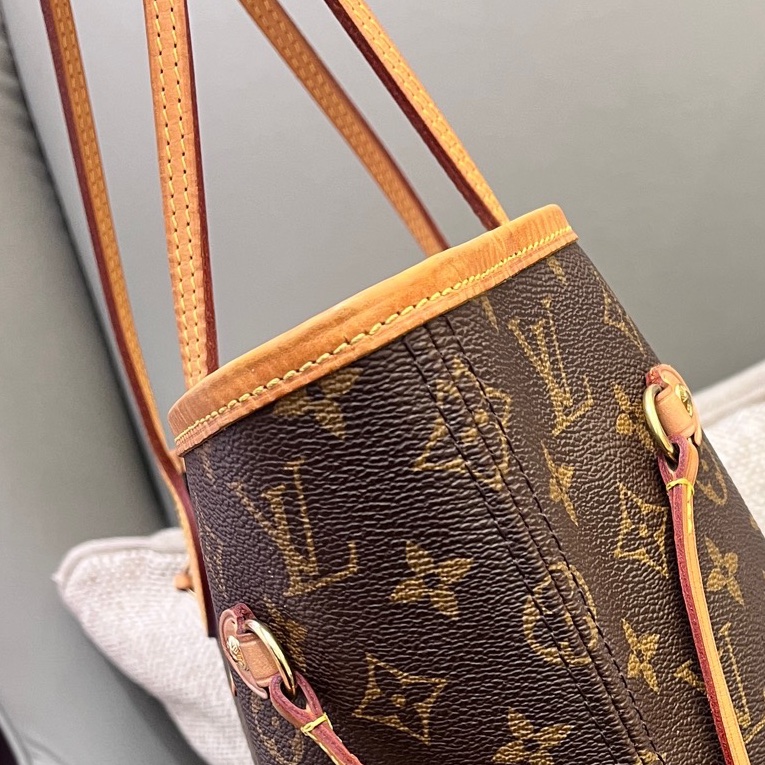Louis Vuitton路易威登 芯片款老花neverfull nf中號子母購物袋 底長31 米色內里-3