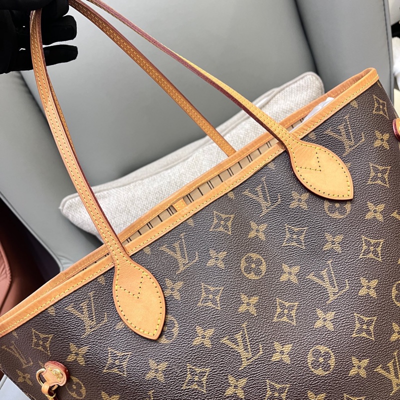 Louis Vuitton路易威登 芯片款老花neverfull nf中號子母購物袋 底長31 米色內里-4