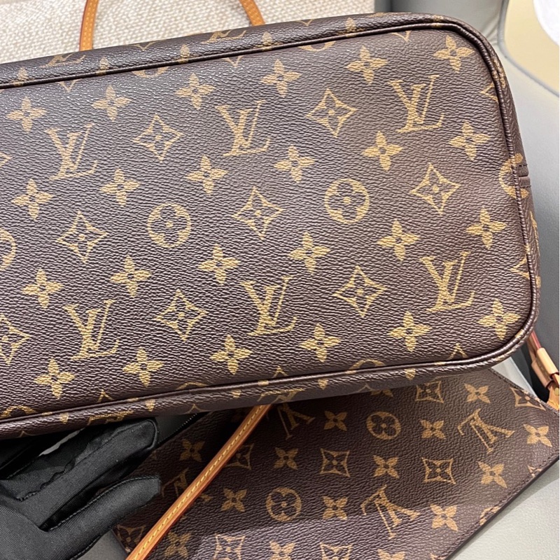 Louis Vuitton路易威登 芯片款老花neverfull nf中號子母購物袋 底長31 米色內里-5