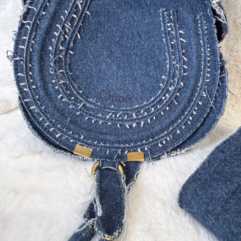 CHLOE✨Marcie Saddle 丹寧牛仔鈴鼓包斜背包馬鞍包-1