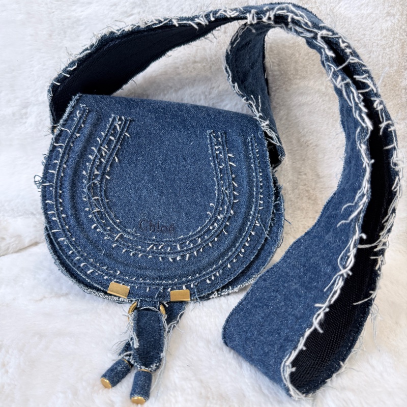 CHLOE✨Marcie Saddle 丹寧牛仔鈴鼓包斜背包馬鞍包-5