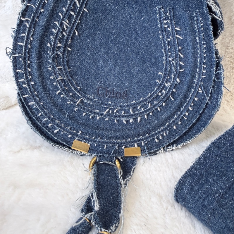 CHLOE✨Marcie Saddle 丹寧牛仔鈴鼓包斜背包馬鞍包-7