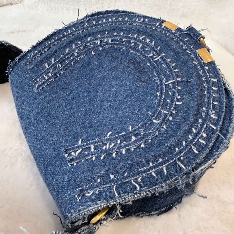 CHLOE✨Marcie Saddle 丹寧牛仔鈴鼓包斜背包馬鞍包-11