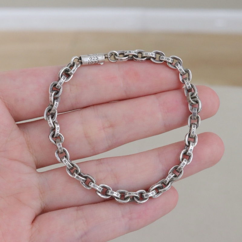 98新，克羅心Chrome Hearts paper chain 925銀手鍊，鏈長19cm，配件無-1