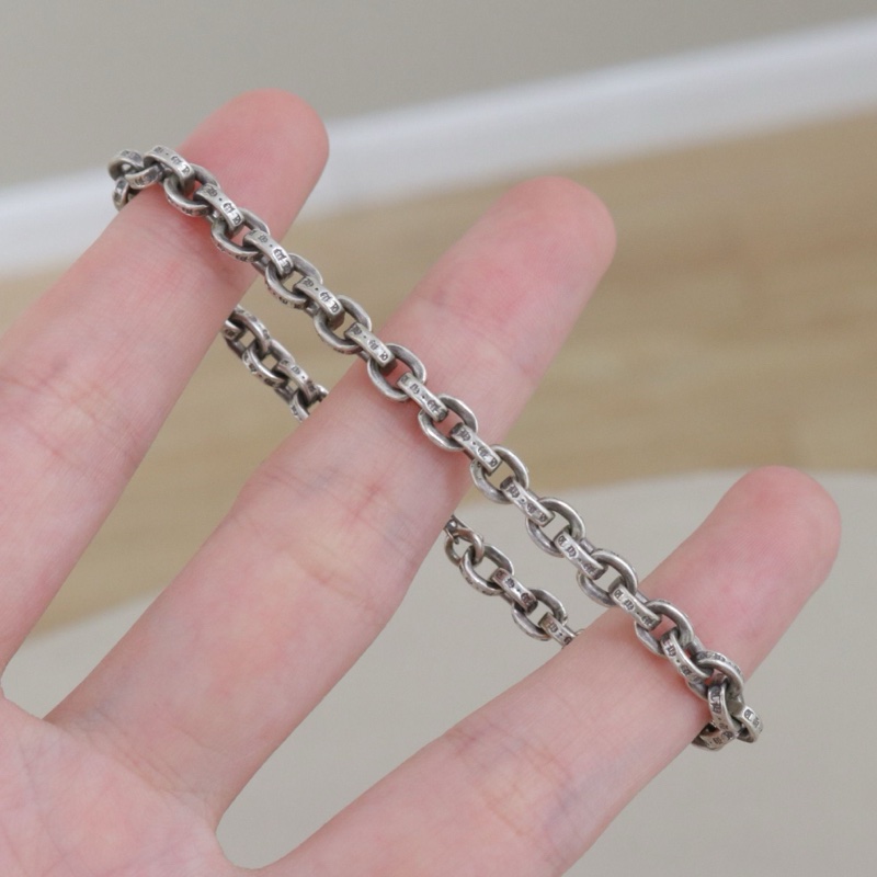 98新，克羅心Chrome Hearts paper chain 925銀手鍊，鏈長19cm，配件無-2