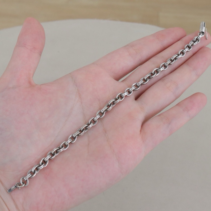 98新，克羅心Chrome Hearts paper chain 925銀手鍊，鏈長19cm，配件無-3