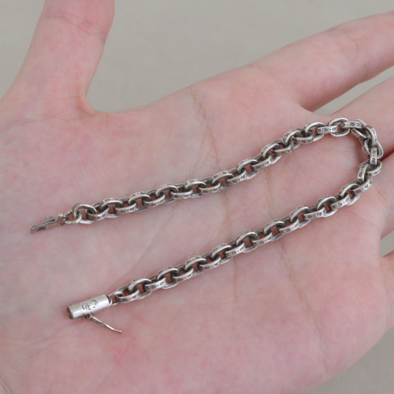 98新，克羅心Chrome Hearts paper chain 925銀手鍊，鏈長19cm，配件無-4