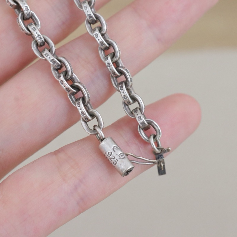 98新，克羅心Chrome Hearts paper chain 925銀手鍊，鏈長19cm，配件無-5
