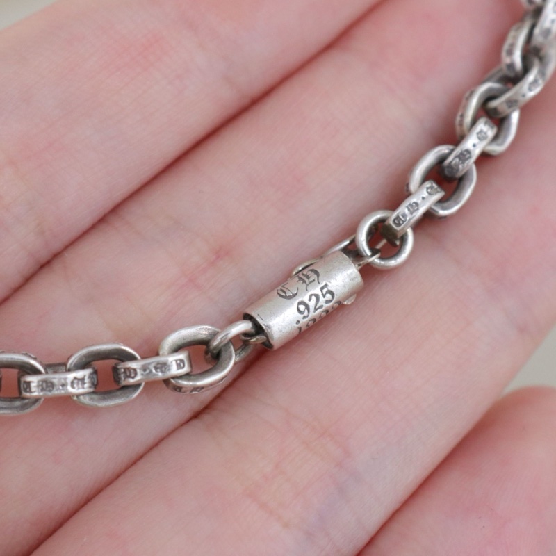 98新，克羅心Chrome Hearts paper chain 925銀手鍊，鏈長19cm，配件無-9