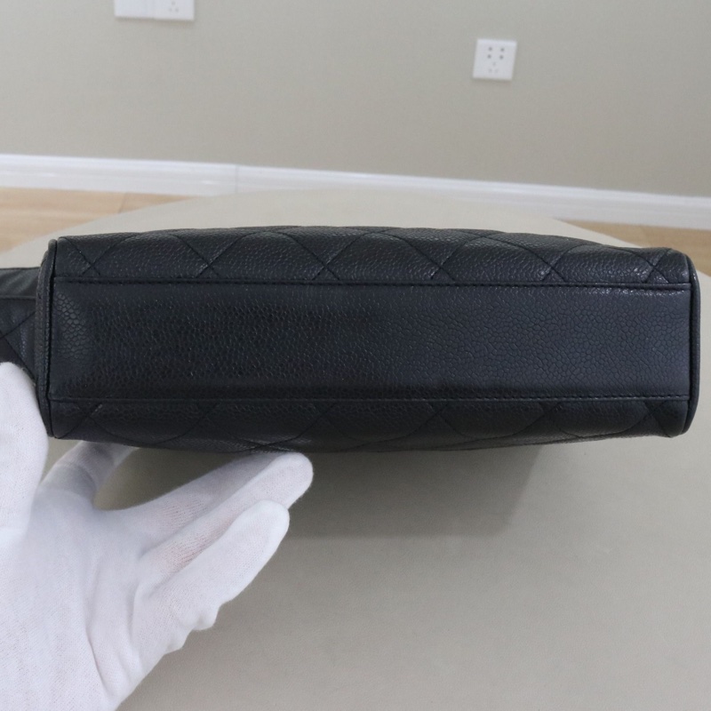 CHANEL 香奈兒打結寬肩帶中古相機包,黑金荔枝皮,尺寸24*16*7,序號4,配件無-2