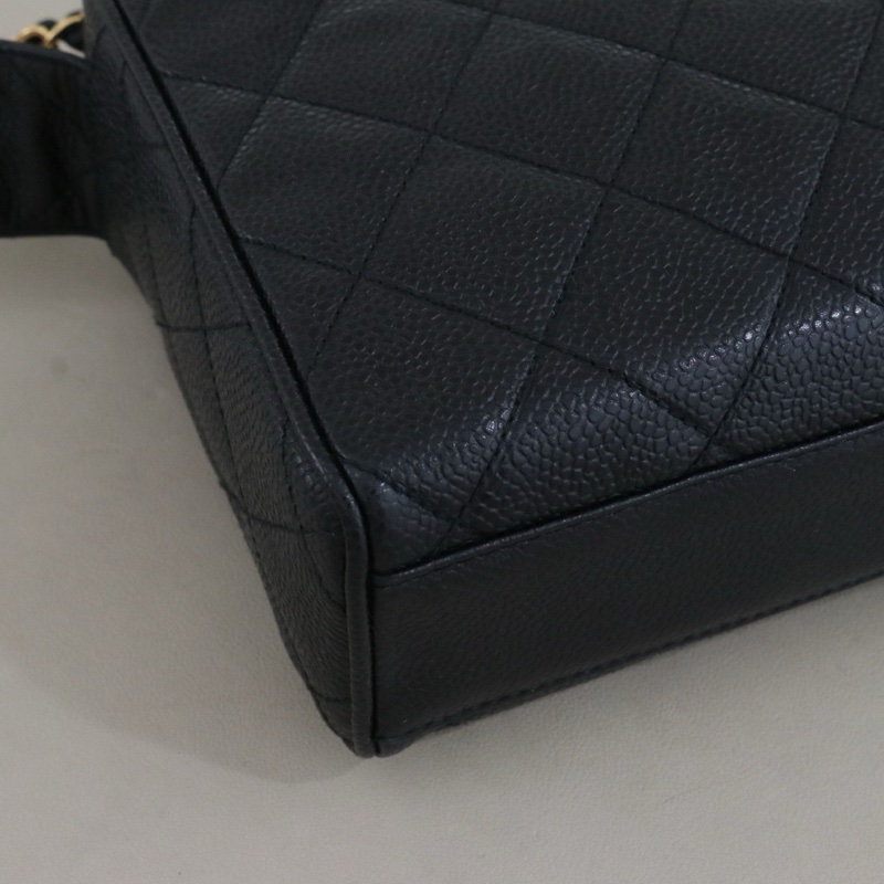 CHANEL 香奈兒打結寬肩帶中古相機包,黑金荔枝皮,尺寸24*16*7,序號4,配件無-3