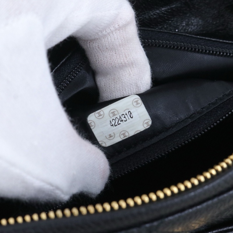CHANEL 香奈兒打結寬肩帶中古相機包,黑金荔枝皮,尺寸24*16*7,序號4,配件無-6