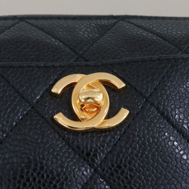 CHANEL 香奈兒打結寬肩帶中古相機包,黑金荔枝皮,尺寸24*16*7,序號4,配件無-8