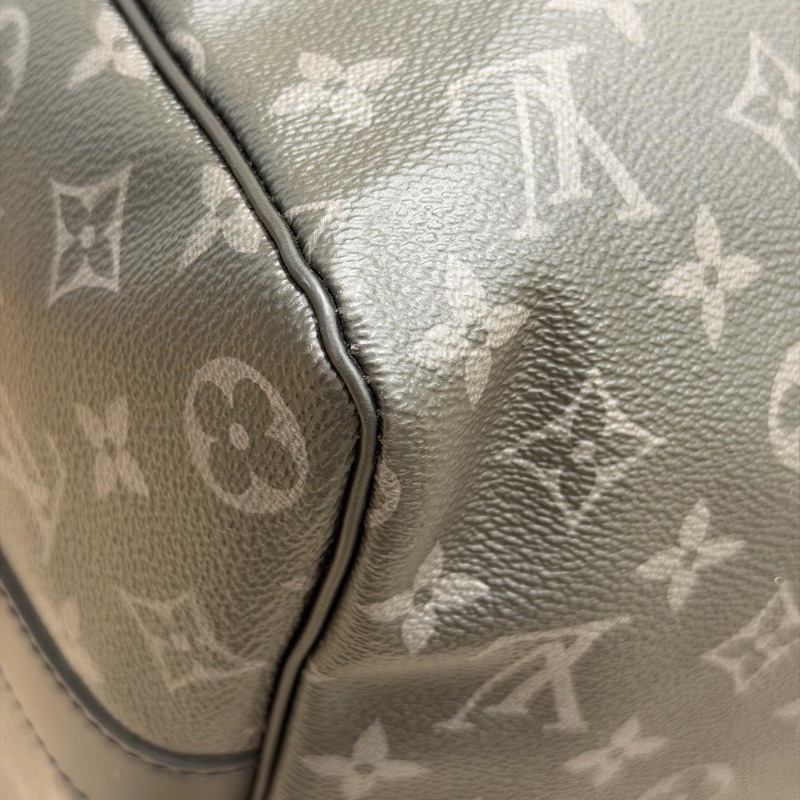 Louis Vuitton路易威登 keepall45 黑老花斜挎包旅行袋 配件有皮牌+手柄環+肩帶。-15