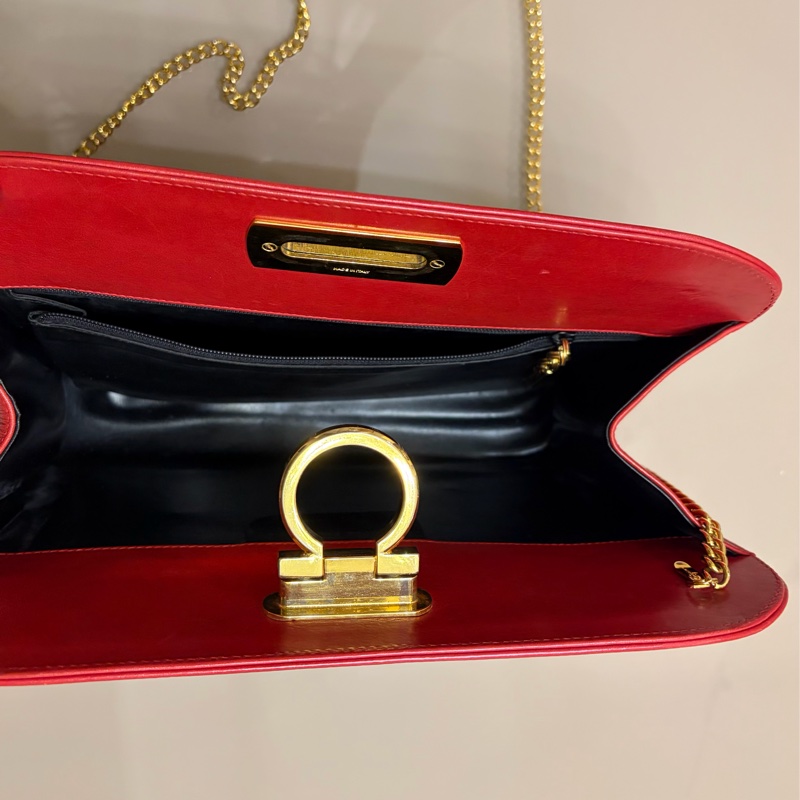 Ferragamo 正紅色鏈袋肩背手拿包-8