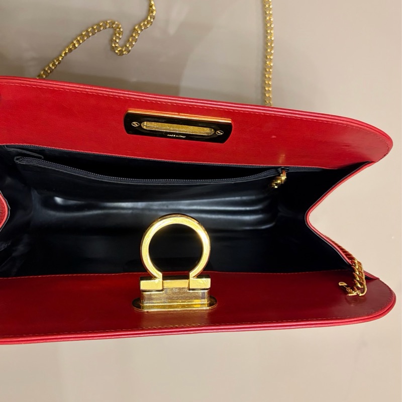 Ferragamo 正紅色鏈袋肩背手拿包-9