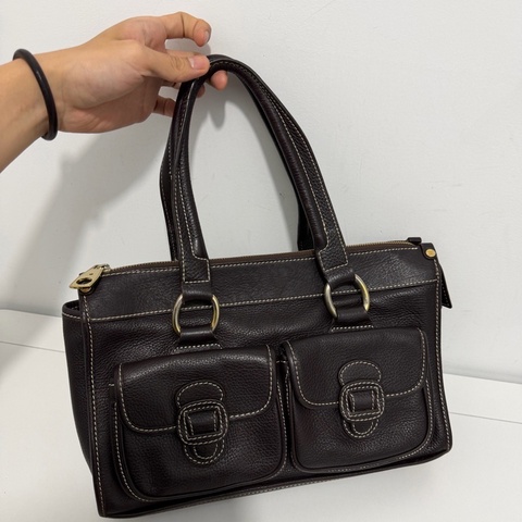 賽琳Celine 雙口袋手提包  底長34cm