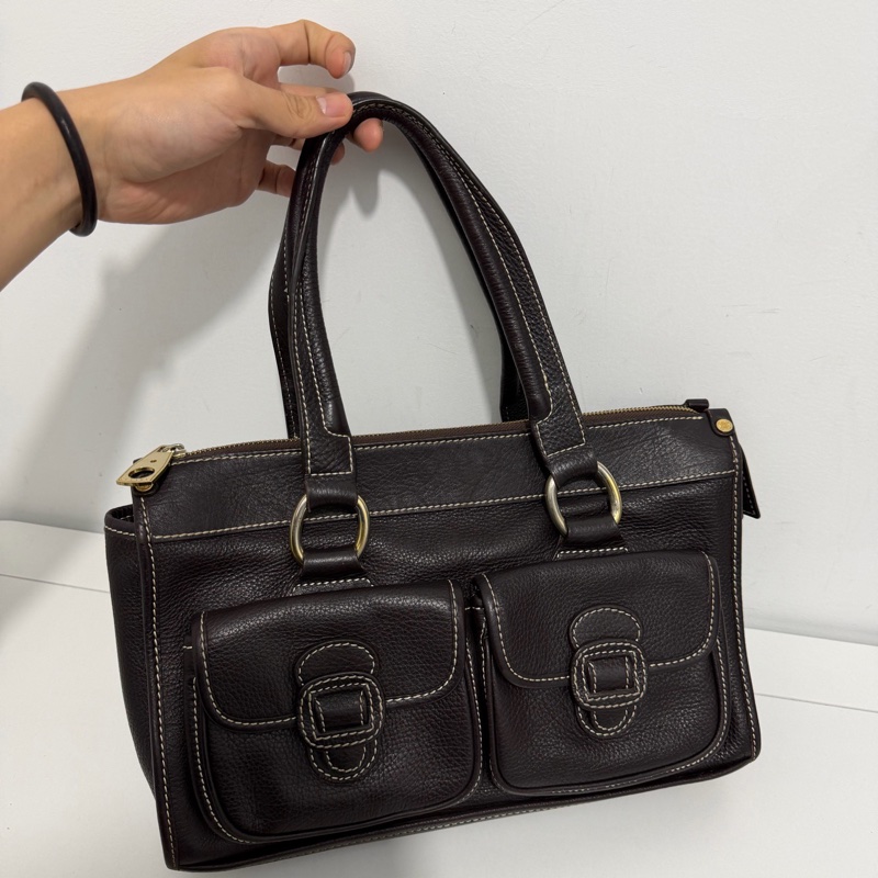 賽琳Celine 雙口袋手提包  底長34cm-0