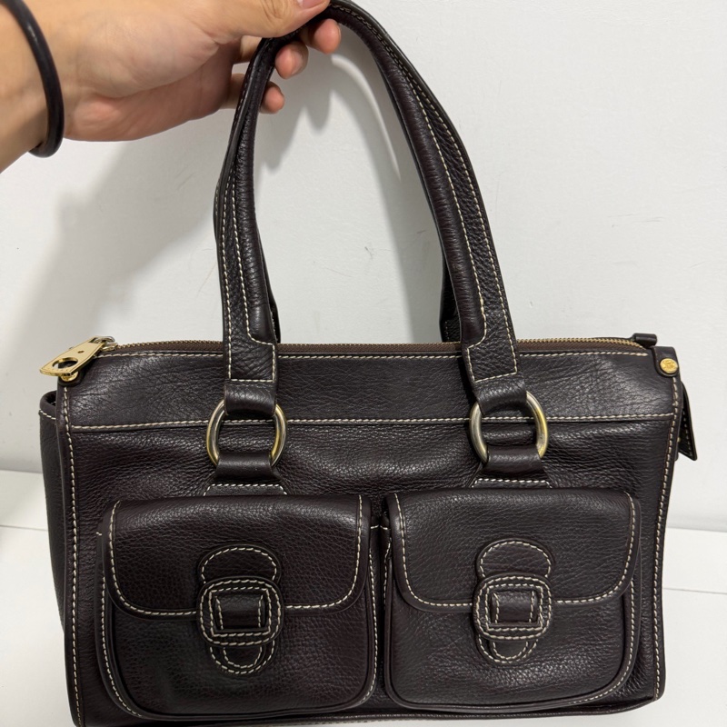 賽琳Celine 雙口袋手提包  底長34cm-1