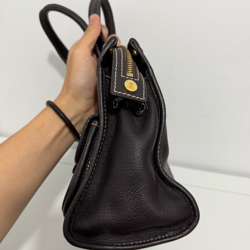 賽琳Celine 雙口袋手提包  底長34cm-2