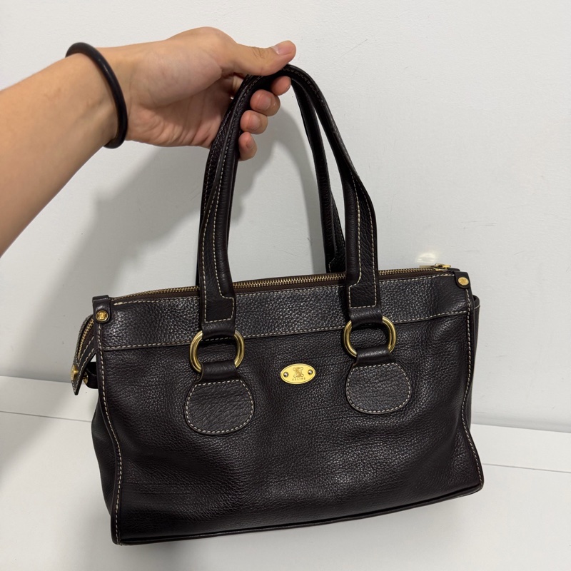 賽琳Celine 雙口袋手提包  底長34cm-4