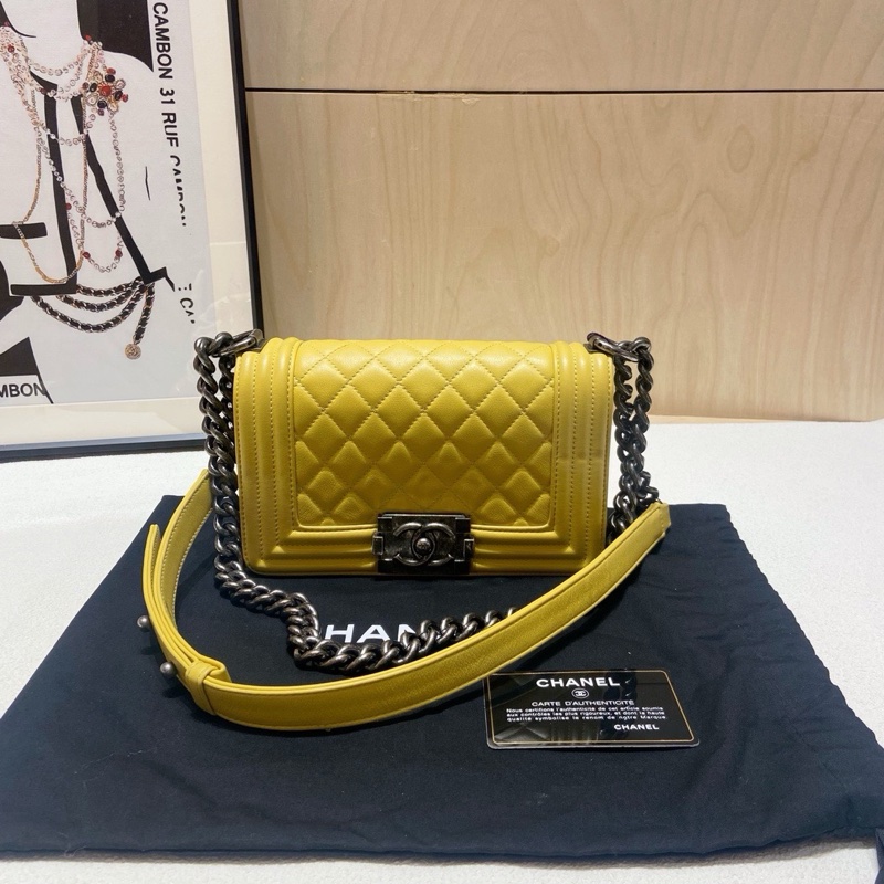 Chanel • Le Boy 20 小雞黃牛皮銀釦 小號-1