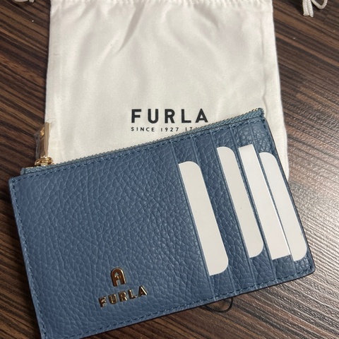FURLA CAMELIA ZIPPED灰藍色零錢卡包