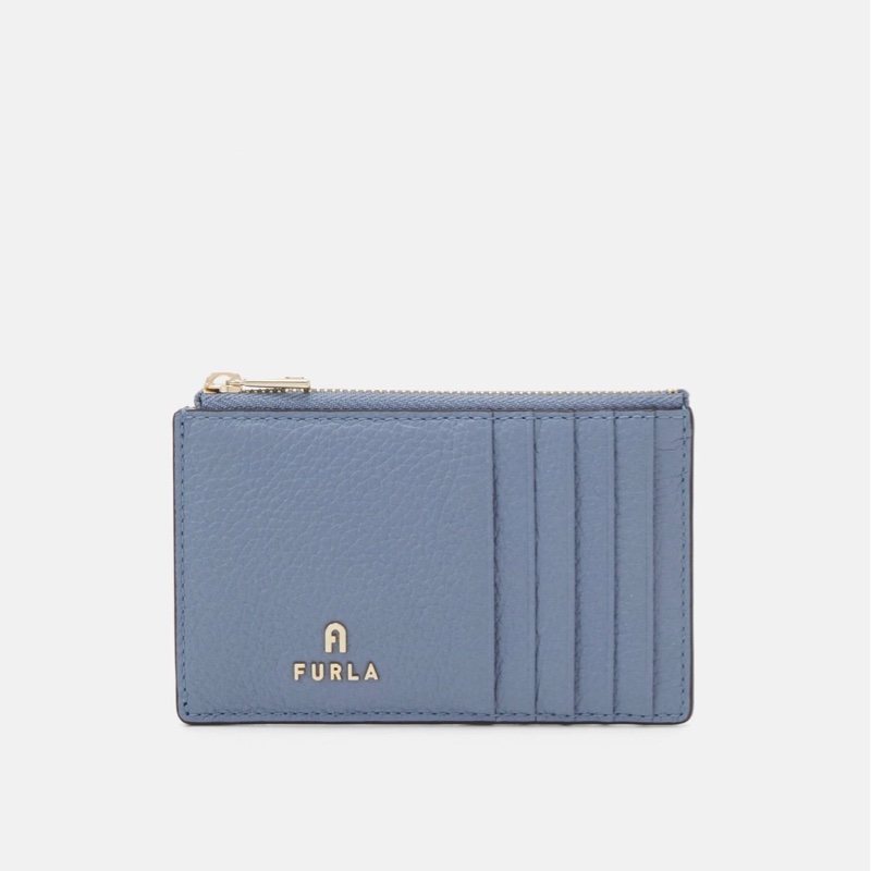 FURLA CAMELIA ZIPPED灰藍色零錢卡包-5