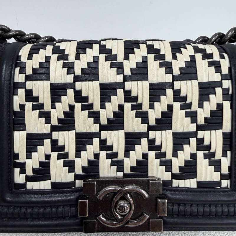 Chanel • Le Boy 20 限量黑白編織牛皮 小號-6