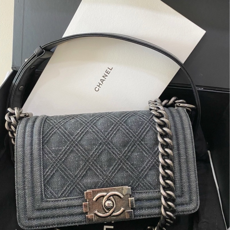 Chanel • Le Boy 20 丹寧牛仔銀釦 小號-1